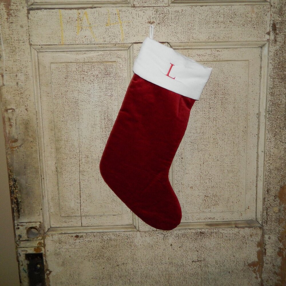 Pottery Barn Classic Velvet Christmas Stocking "L" Sz M (TT-36)